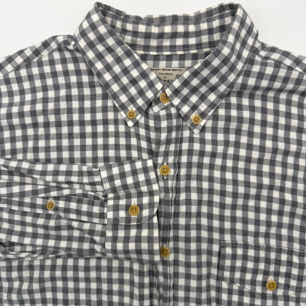 J.Crew Button Down Mens M Grey Gingham Tailored Fit Long Sleeve Cotton Shirt